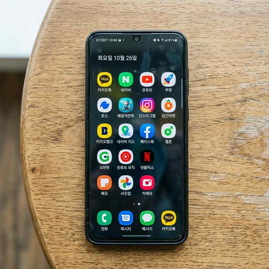 다양한 스마트폰 앱 아이콘들이 모여 있는 모습