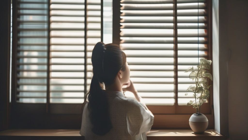 한국의 한적한 공원에서 명상하는 한국인 여성