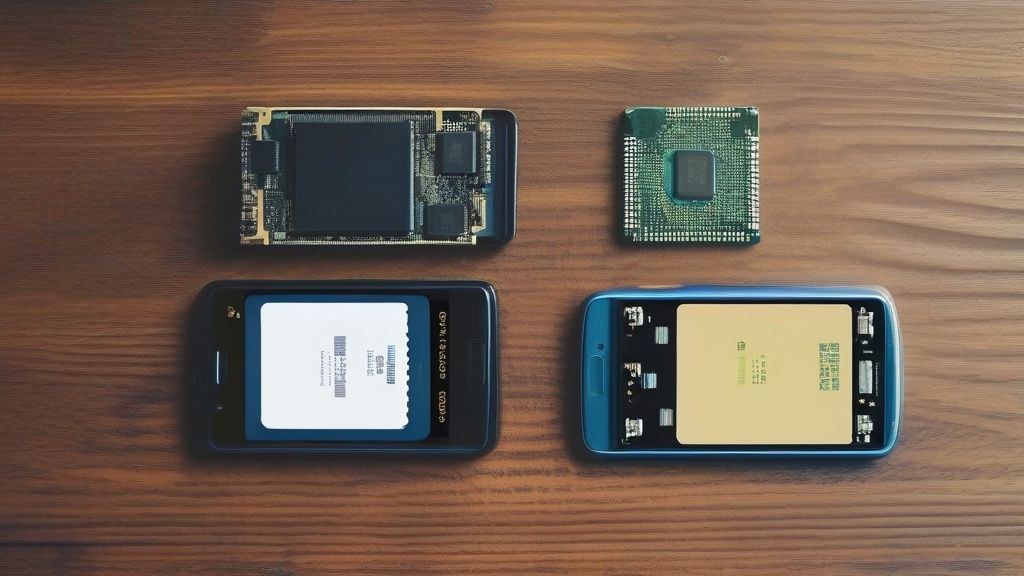 노트북 내부 부품(CPU, RAM, SSD)을 클로즈업한 플랫 레이아웃, 한국어로 된 부품명 라벨