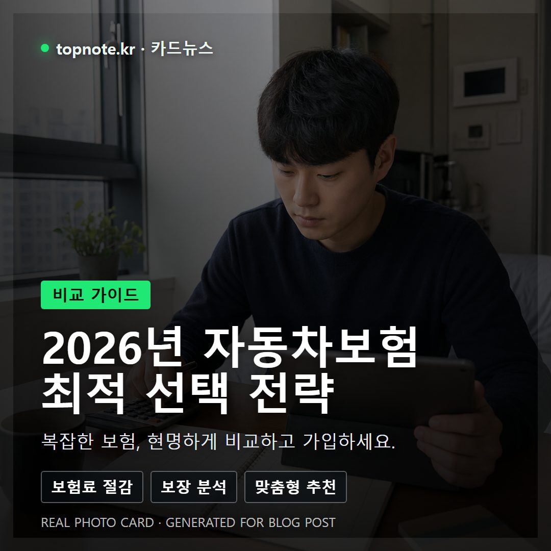 2026년 자동차보험 비교 가입방법: 최적의 선택을 위한 전략 분석